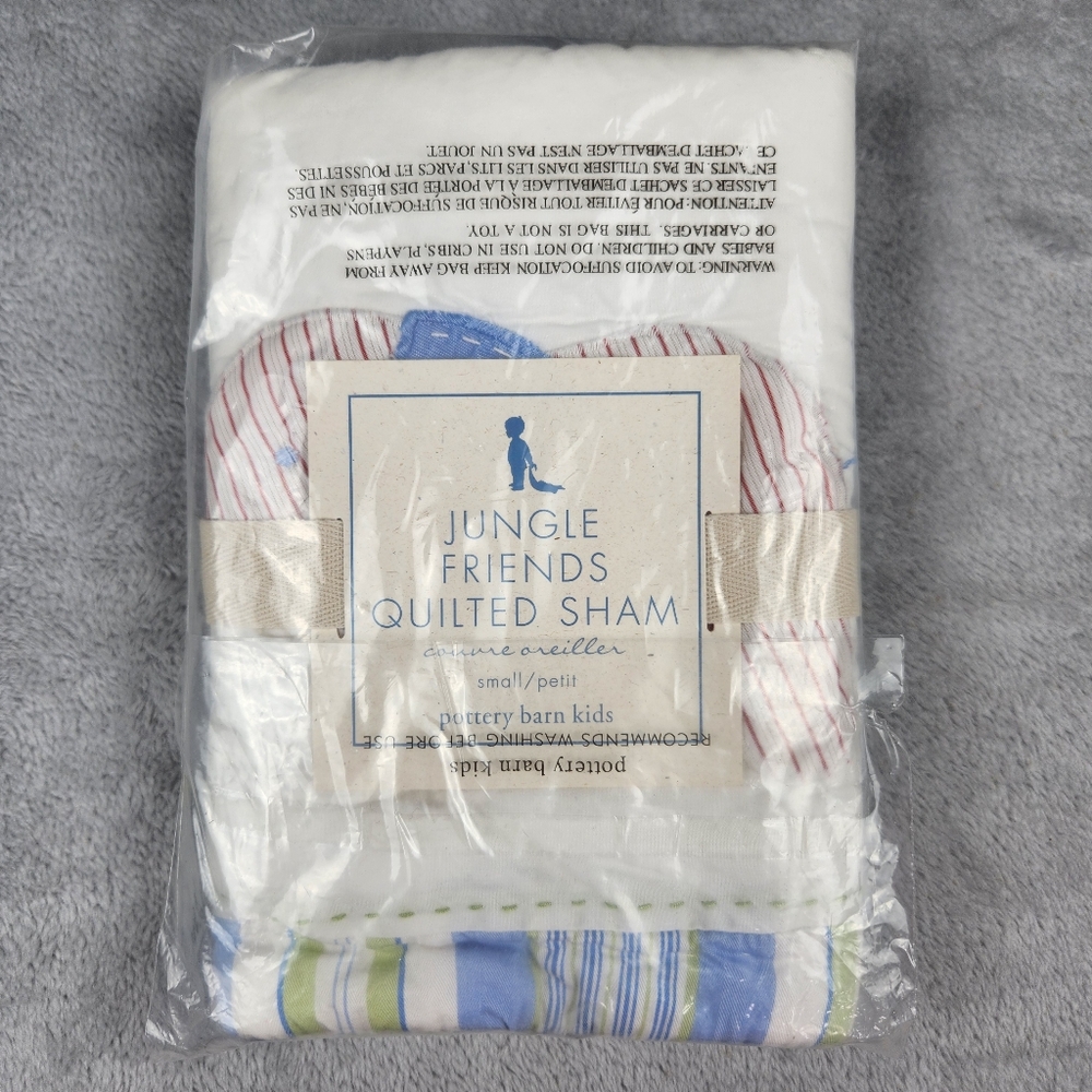 NWT Pottery Barn Kids Jungle Friends Quilted Sham Size S Small